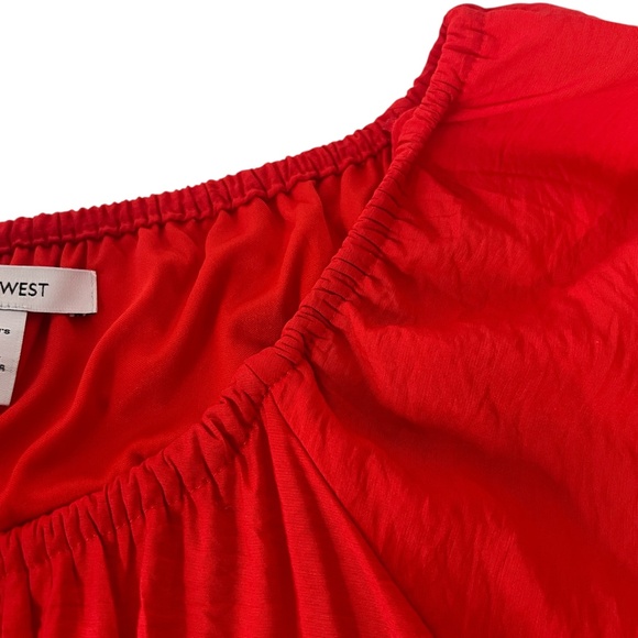 NWT Nine West Puff Sleeve Cinched Smocked‎ Waist Mini Dress Size 3x Red-Orange - Picture 11 of 12